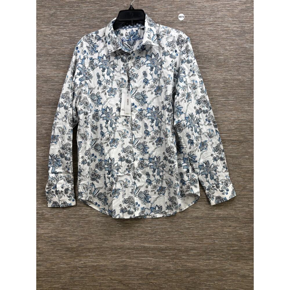 Robert Graham Mcgowan Floral Button Down Shirt Mens Size L White Long Sleeve